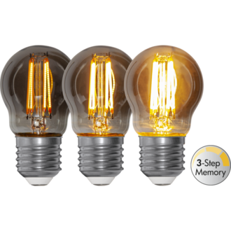 LED-Lampe E27 G45 Soft Glow Smoke 3-step memory