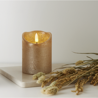 LED Stumpenkerze Flamme Rustic