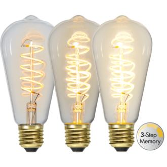 LED-Lampe E27 ST64 Decoled Spiral Clear 3-step memory