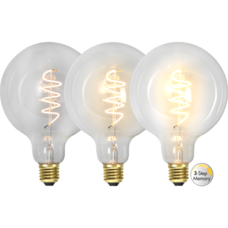 LED-Lampe E27 G125 Decoled Spiral Clear 3-step memory