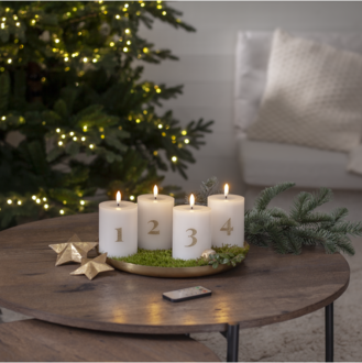 LED Stumpenkerzen 4er Set Flamme Advent