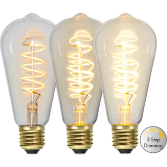 LED-Lampe E27 ST64 Decoled Spiral Clear 3-step