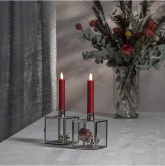 LED Leuchterkerze 2er Set Flamme