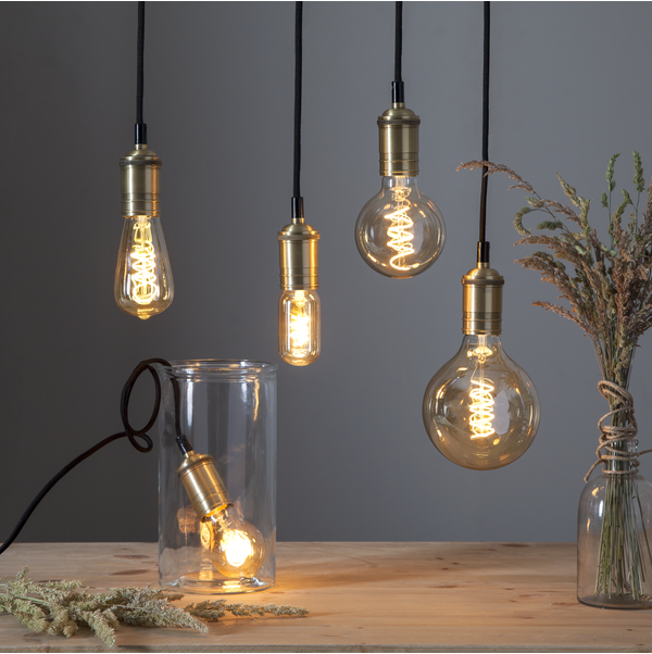 LED-Lampe E27 G95 Decoled Spiral Amber