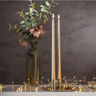 LED Leuchterkerze 2er Set Flamme Metal