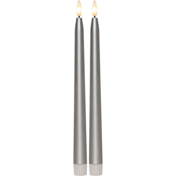 LED Leuchterkerze 2er Set Flamme Metal