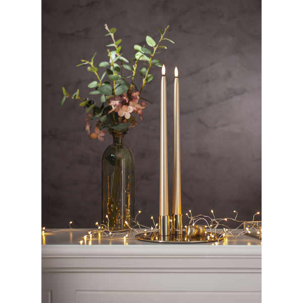 LED Leuchterkerze 2er Set Flamme Metal