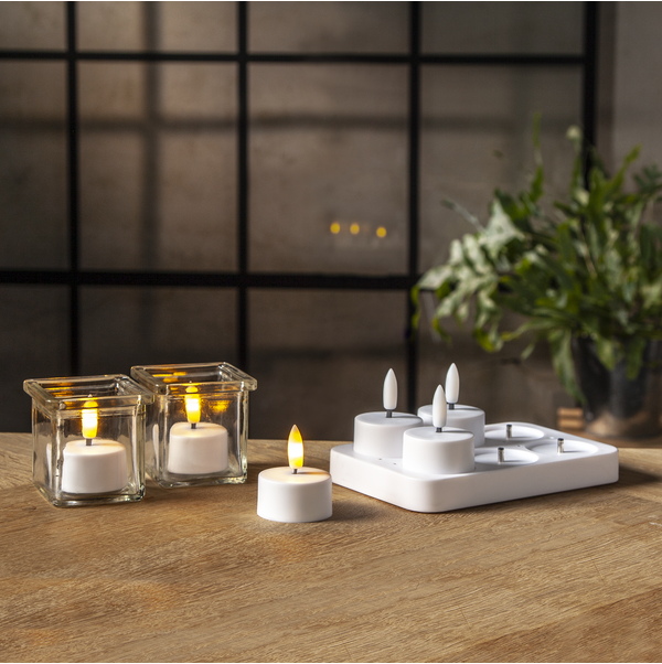 LED Teelichter 6 Set Flamme Charge