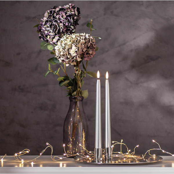 LED Leuchterkerze 2er Set Flamme Metal
