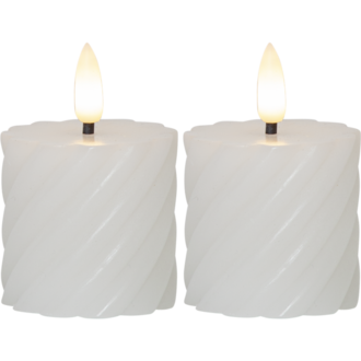 LED Stumpenkerzen 2er Set Flamme Swirl