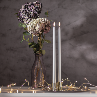 LED Leuchterkerze 2er Set Flamme Metal