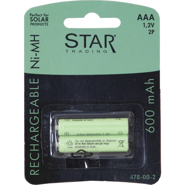 Aufladbare Batterie AAA 1,2V 600mAh Ni-MH 2 p
