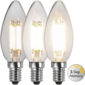 LED-Lampe E14 C35 Clear 3-step memory