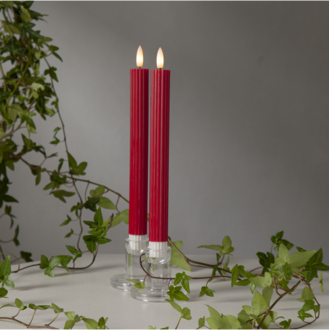 LED Leuchterkerze 2er Set Flamme Stripe