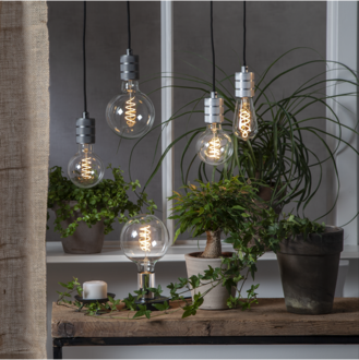 LED-Lampe E27 G125 Decoled Spiral Clear